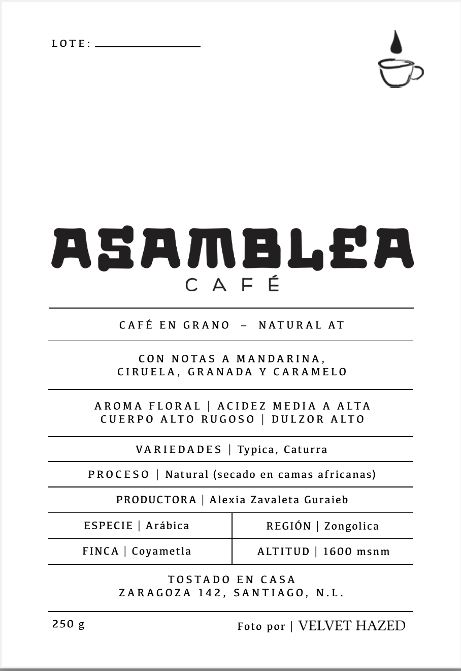 Café en grano- Natural AT 250 gr ❀